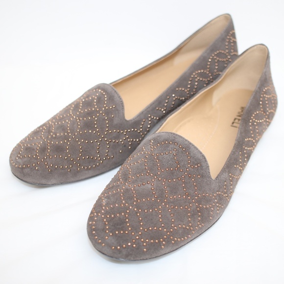 Vaneli Shoes - NEW Vaneli Gray Suede Taupe Studded Flats